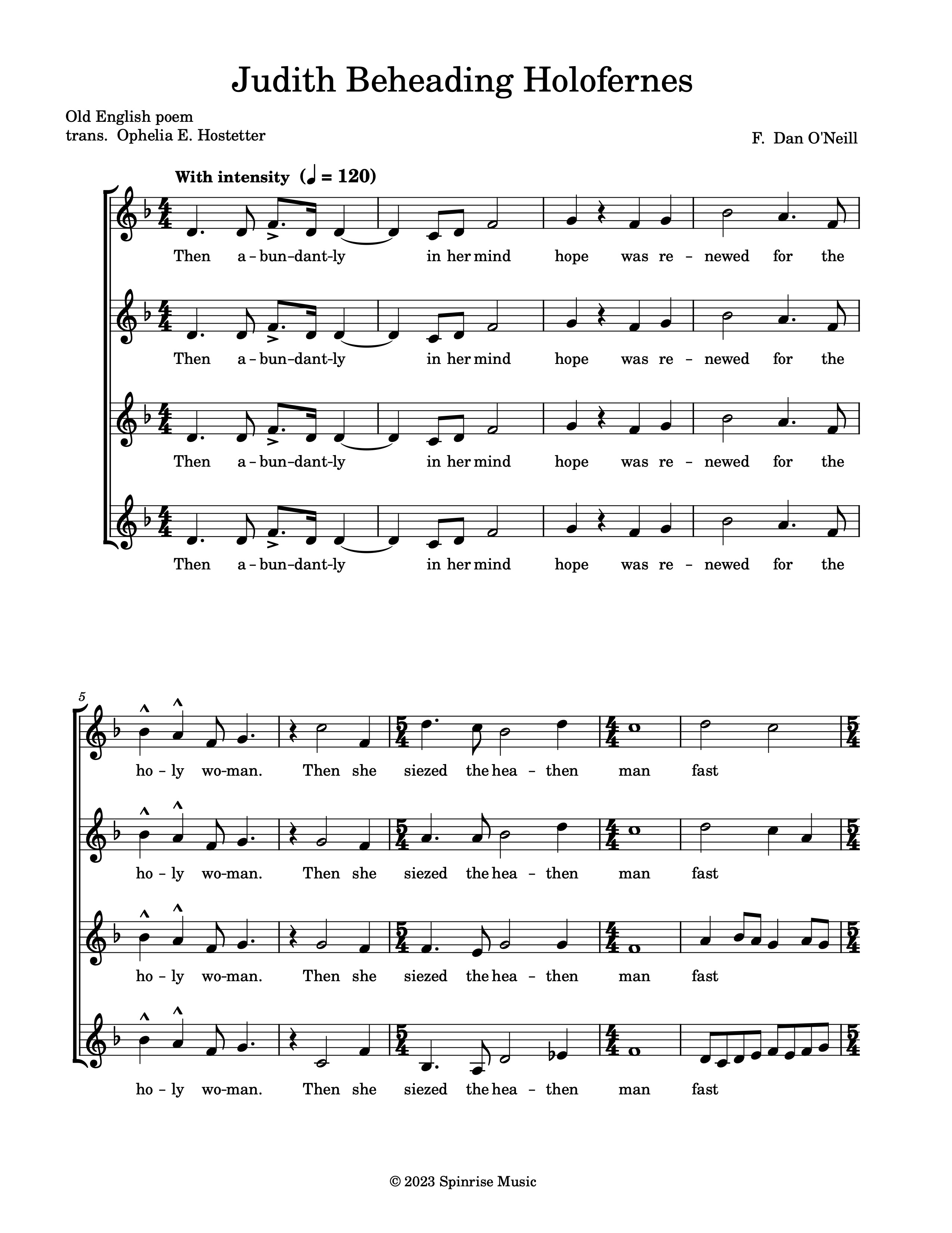 First page of the score for Judith Beheading Holofernes.
